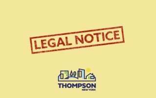 Legal notice for the Town of Thompson in New York.