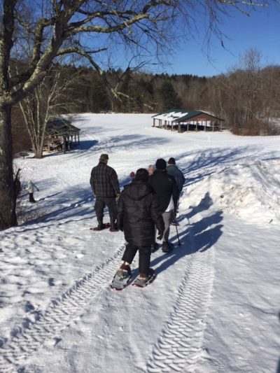 Snowshoeing event with Hal Simon of Fortress Bikes at Town of Thompson Park