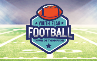 Flag football league for youth is available now for free through Town of Thompson Parks and Recreation. Flag football runs through August 13th 2022