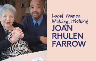 Joan Farrow sits with Al Dumas Historian of Town of Thompson.