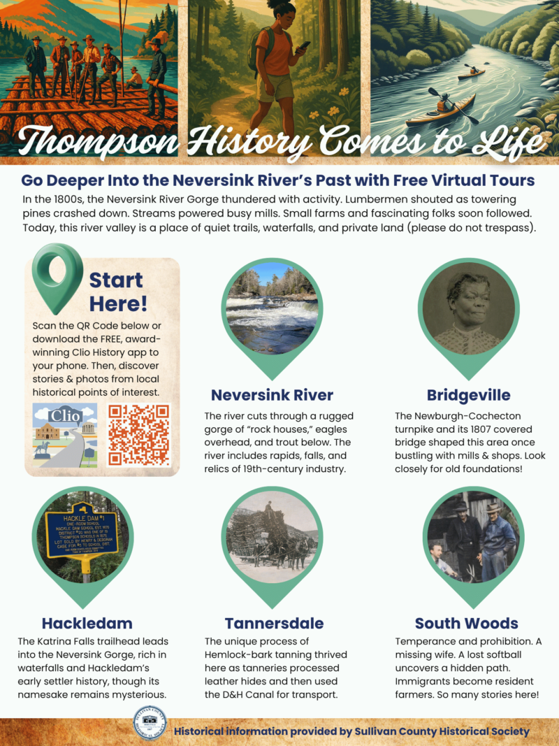 Get the CLIO History App to learn about local historical areas of interest in Thompson NY.